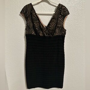 Adrianna Papell Black and Brown Mini Dress